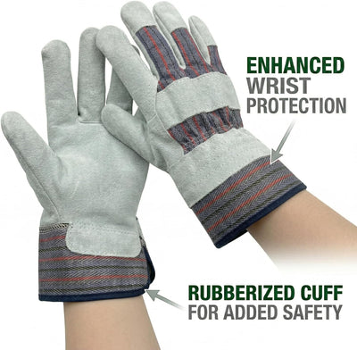 Guantes mecánicos cuero duradero puño goma