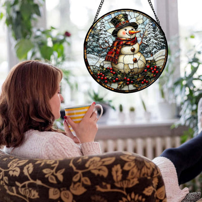 Atrapasol vidrio emplomado muñeco nieve decoración hogar