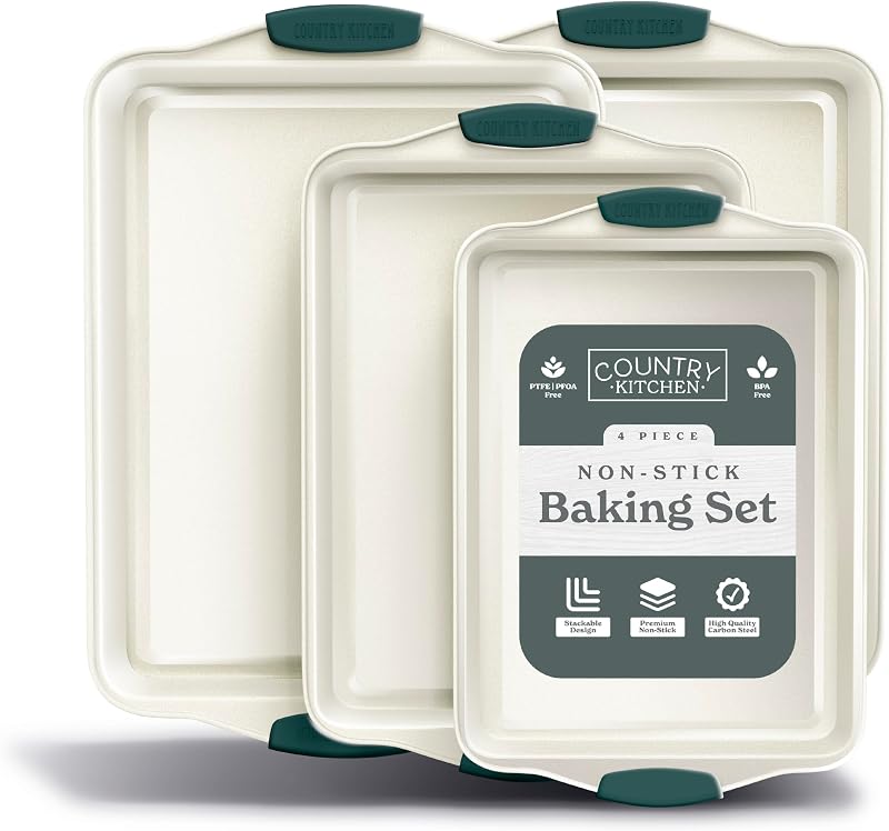 Set 4 Moldes Hornear Apilables Antiadherentes Verde Salvia
