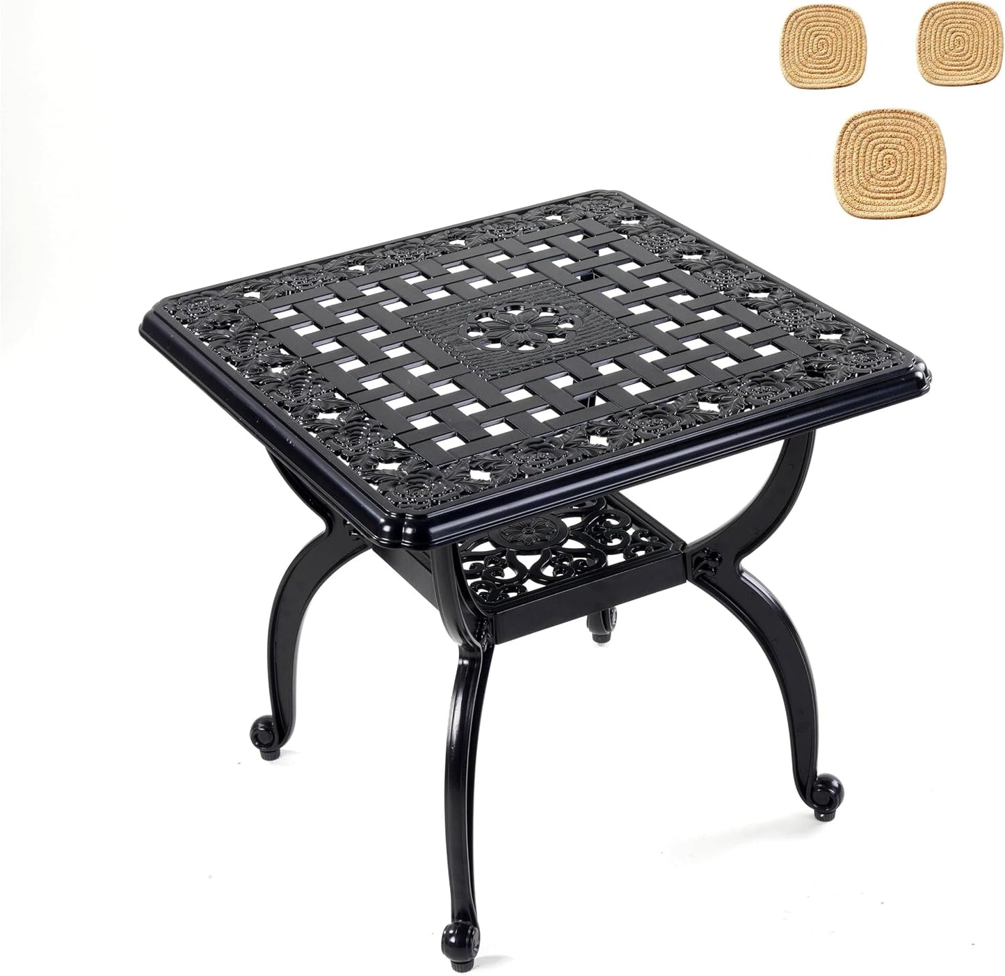 Mesa auxiliar aluminio fundido resistente patio 20.8"