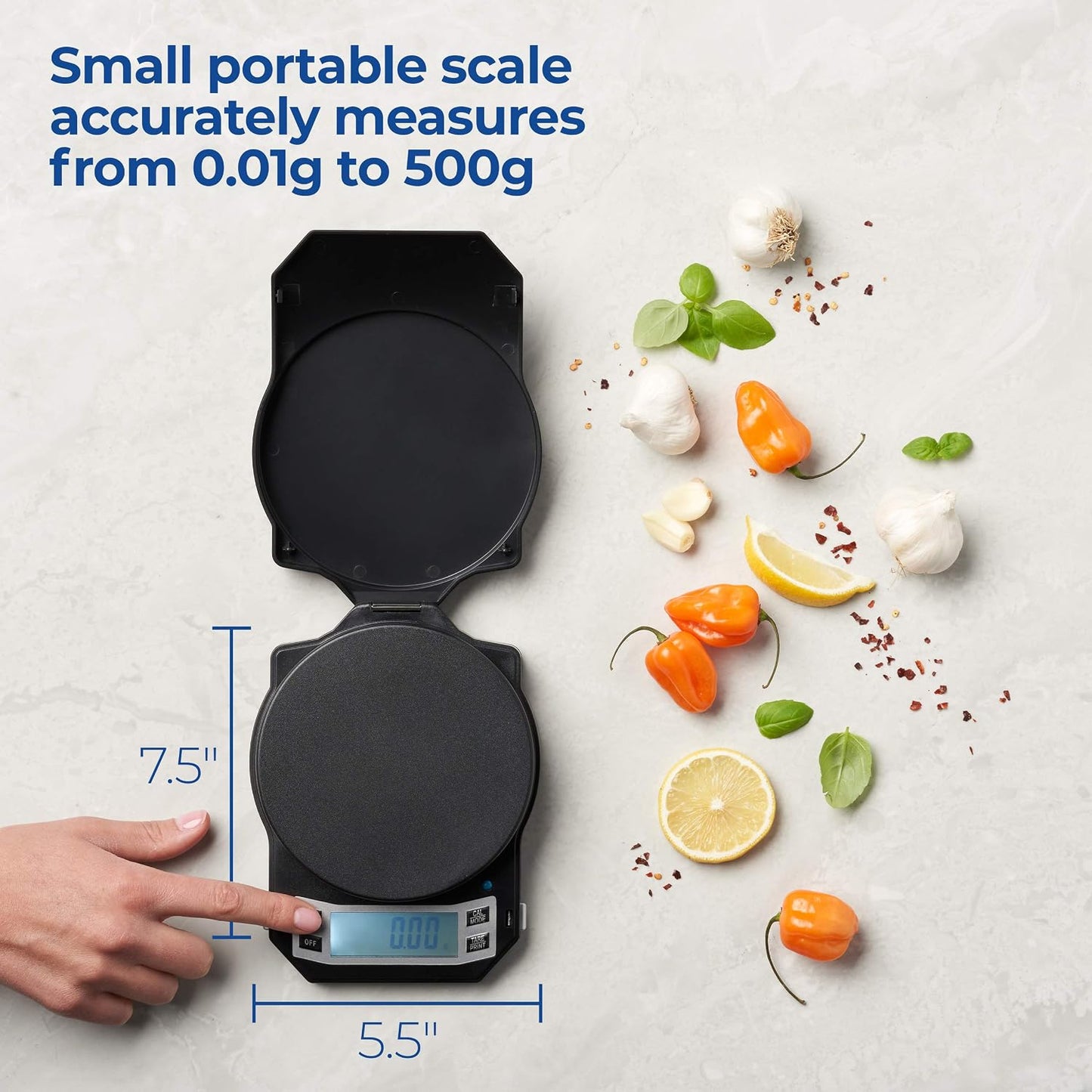 Balanza digital cocina 500g x 0.01g pantalla LCD negro
