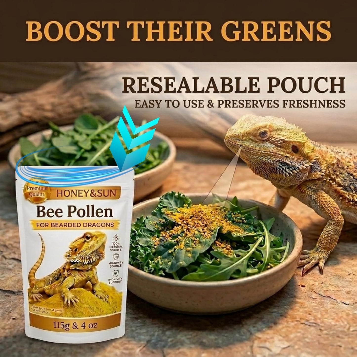Polvo de polen de abeja 4oz para reptiles saludables