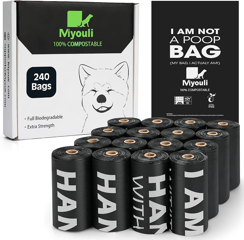 Bolsas compostables excremento perro 240uds sin perfume negro