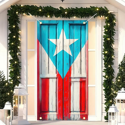 Cubierta puerta bandera puertorriqueña 71x35" porche