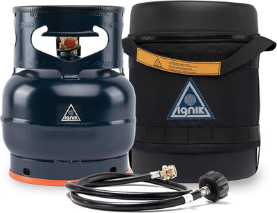 Kit gas propano 1.7kg manguera estuche negro/tanque azul