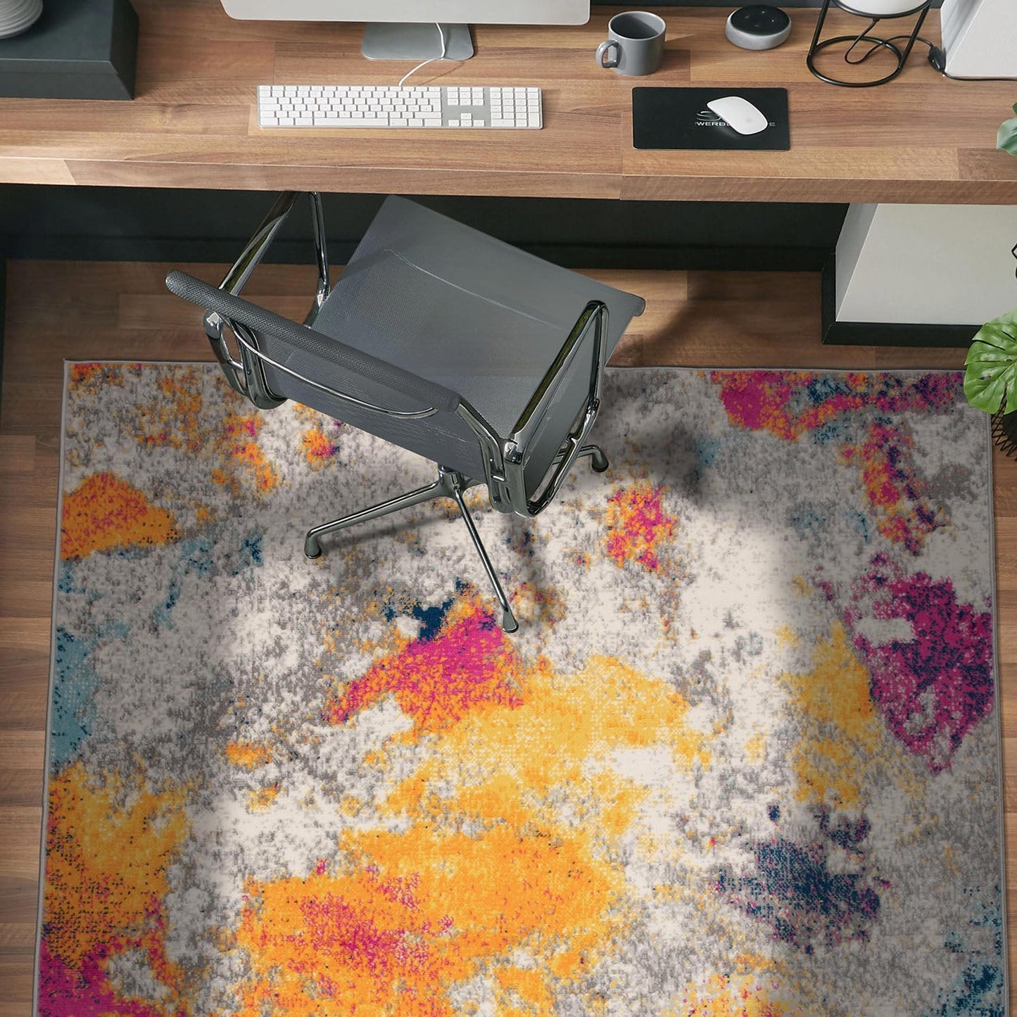 Alfombra moderna abstracta 3'3"x5' multicolor