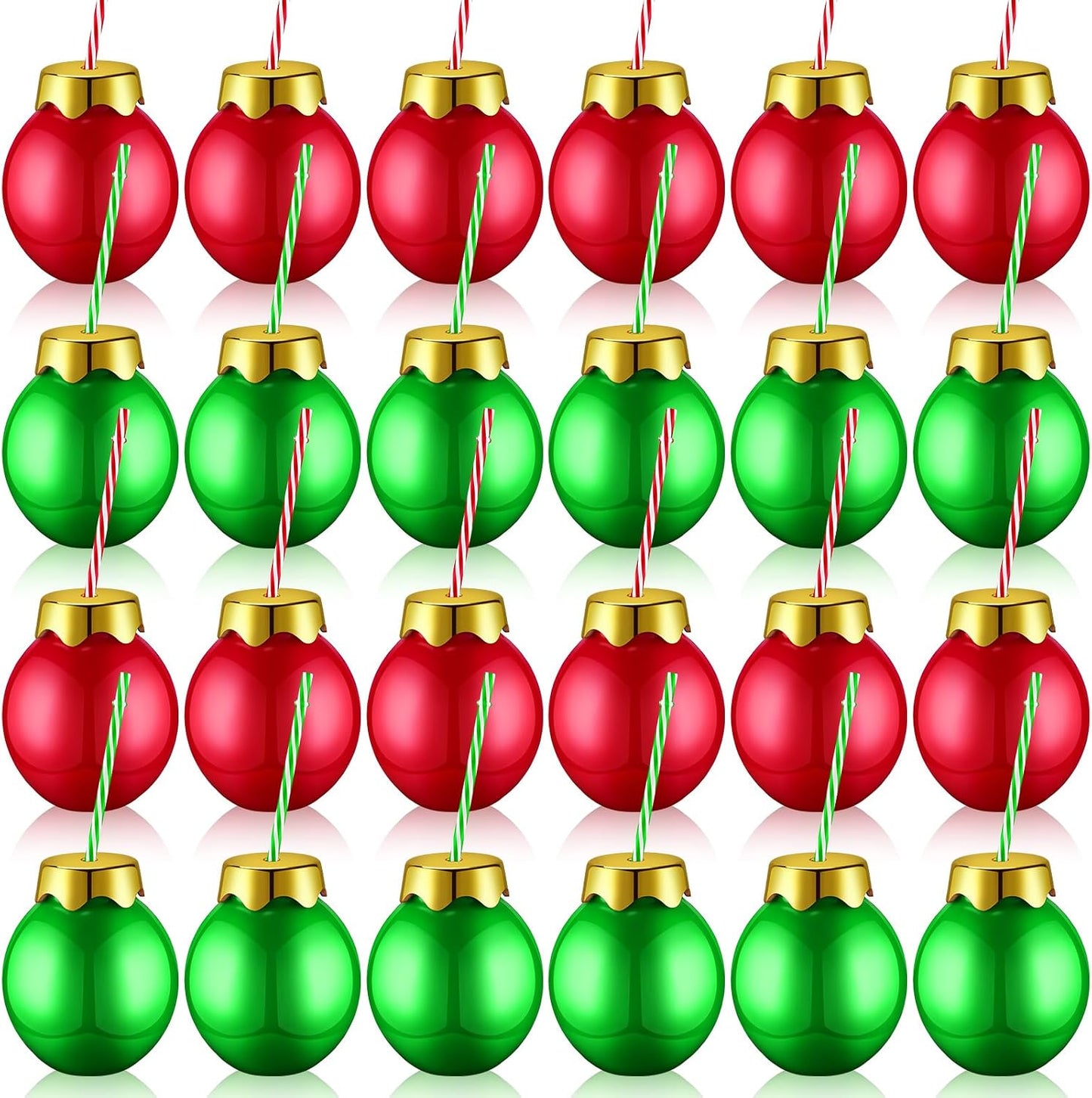 24 Vasos Navidad Plástico 12oz con Tapas y Pajitas