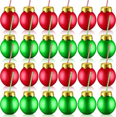 24 Vasos Navidad Plástico 12oz con Tapas y Pajitas