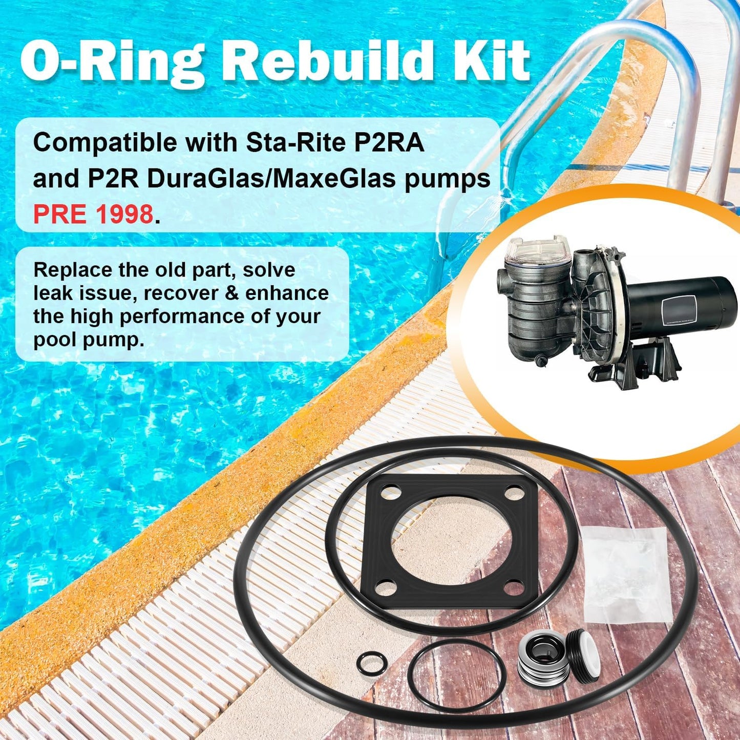 Kit junta tórica bomba piscina Sta-Rite P2RA P2R 6 Pzas