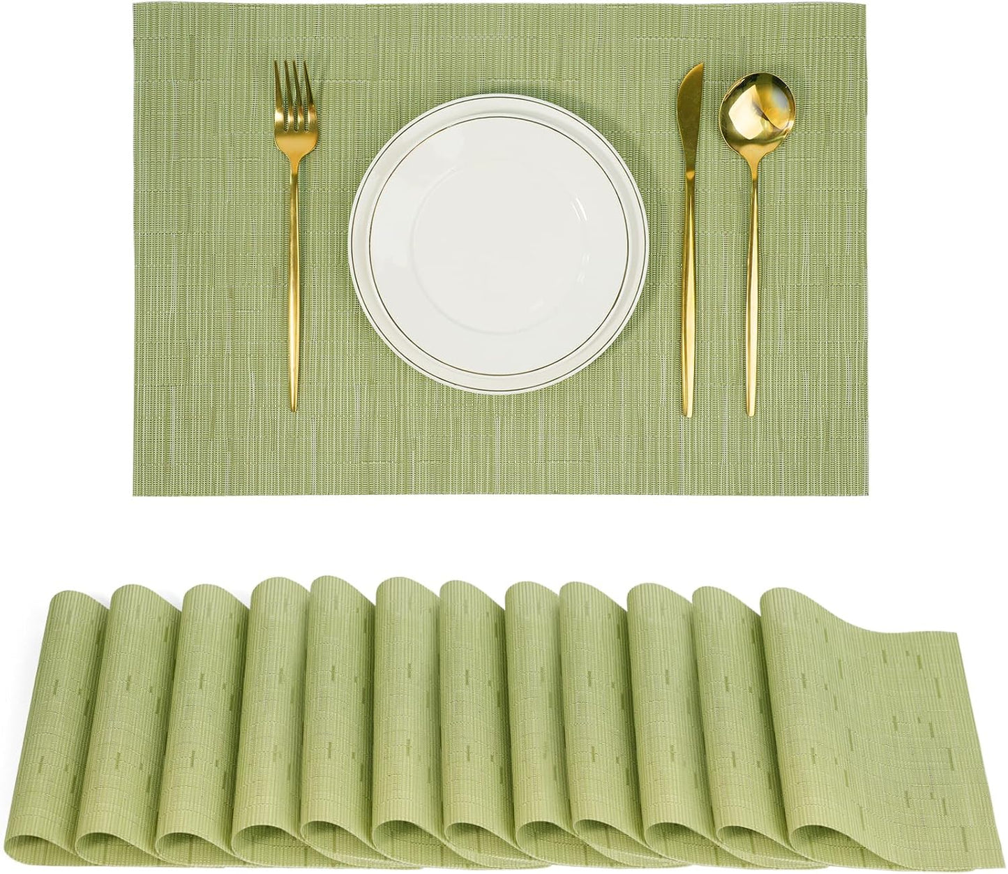 Set 12 Manteles PVC Antideslizantes Calor Resistente Verde