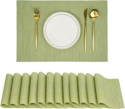 Set 12 Manteles PVC Antideslizantes Calor Resistente Verde