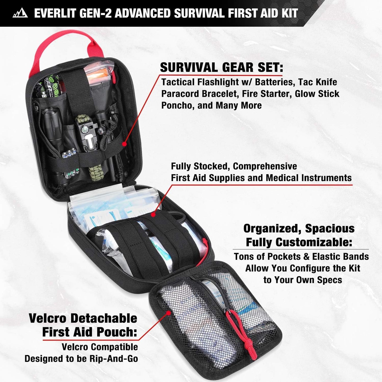 Kit primeros auxilios trauma bolsa táctica 1000d nylon