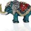 Caja baratija elefante azul con bisagras pintada a mano