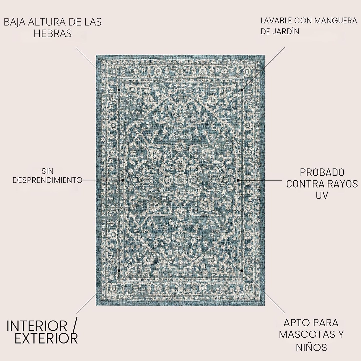 Alfombra Boho Medallion 8x10pulg Verde Azulado/Gris
