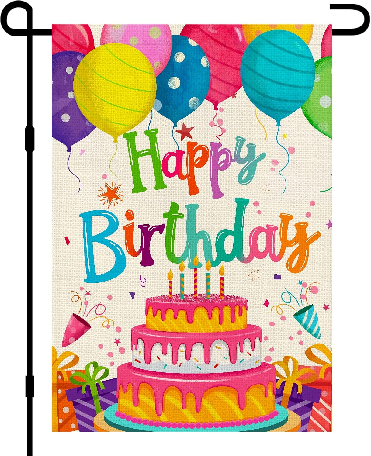 Banderas jardín cumpleaños 12x18pulg arpillera doble cara