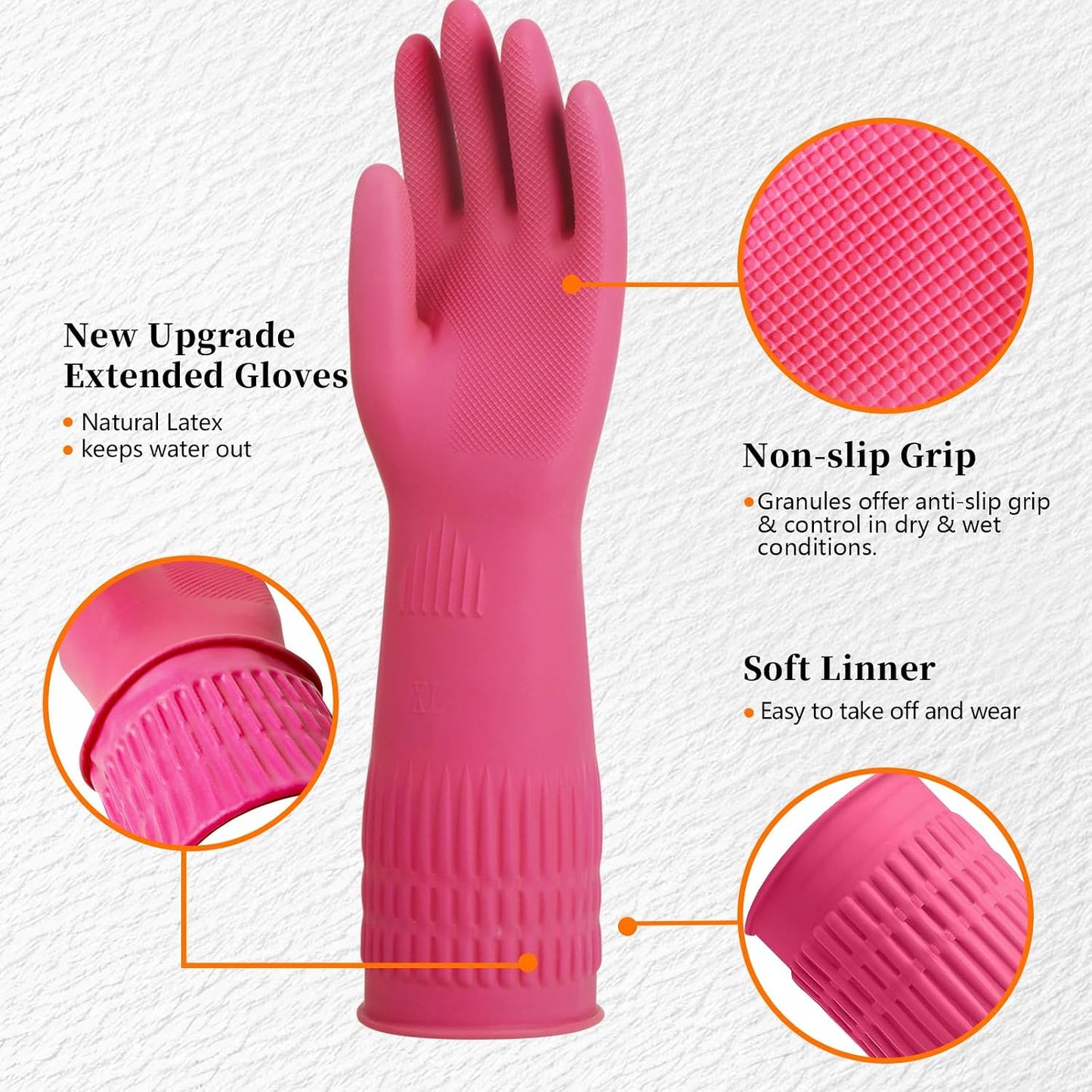 3 Pzas Guantes Goma Reutilizables Antideslizantes 15pulg