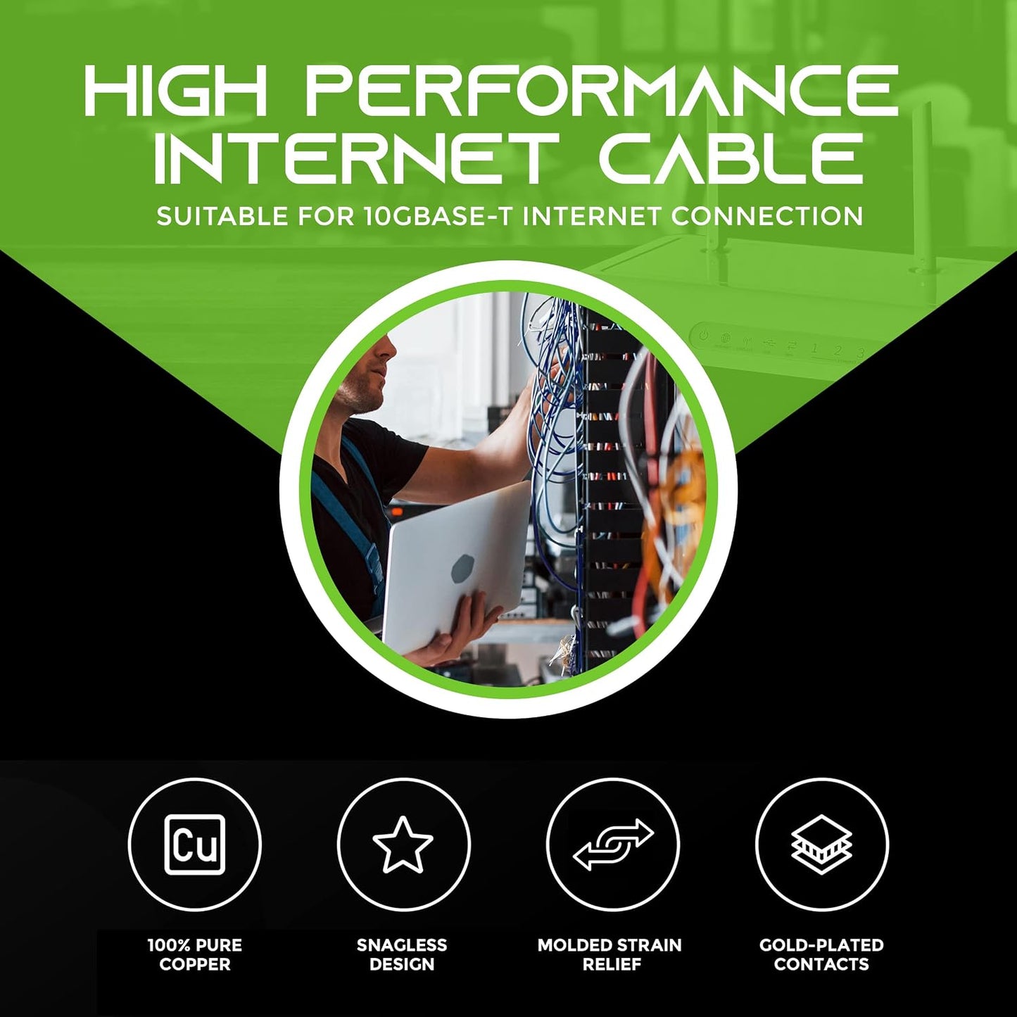 Cable Ethernet Cat6 25pies azul 10gbps 24awg sin enganches