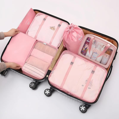 7 Pzas Cubos Viaje Organizador Maleta Bolsa Lavado Rosa