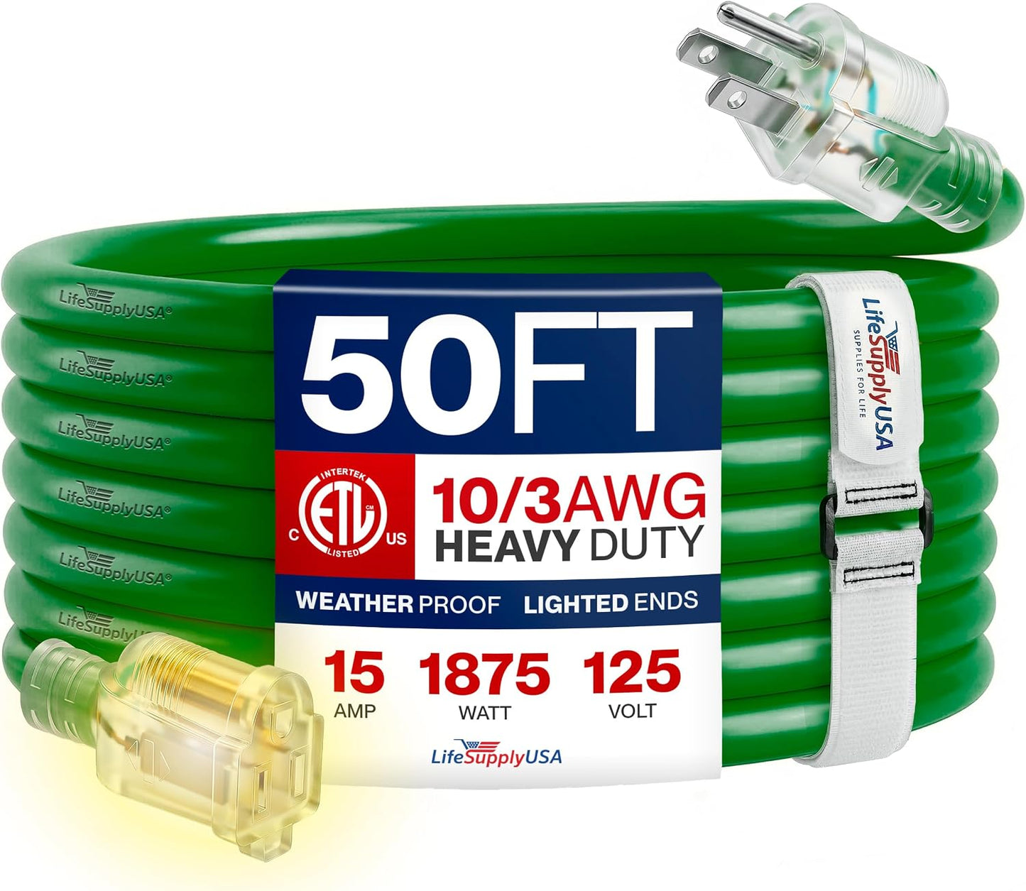 Cable extensión 50ft 10/3 SJTW impermeable 15A