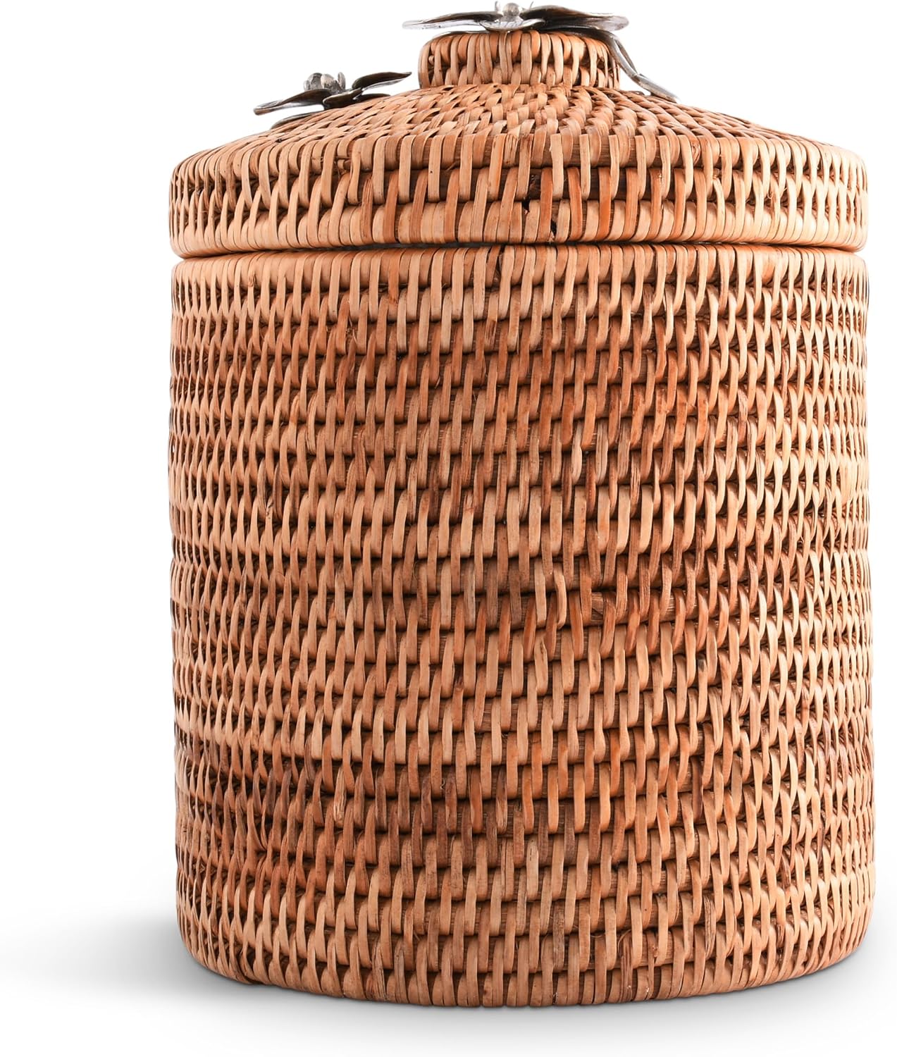 Cubo hielo mimbre pomo orquídea 8pulg decoración