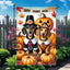 Bandera jardín perro salchicha 12x18pulg doble cara otoño calabaza