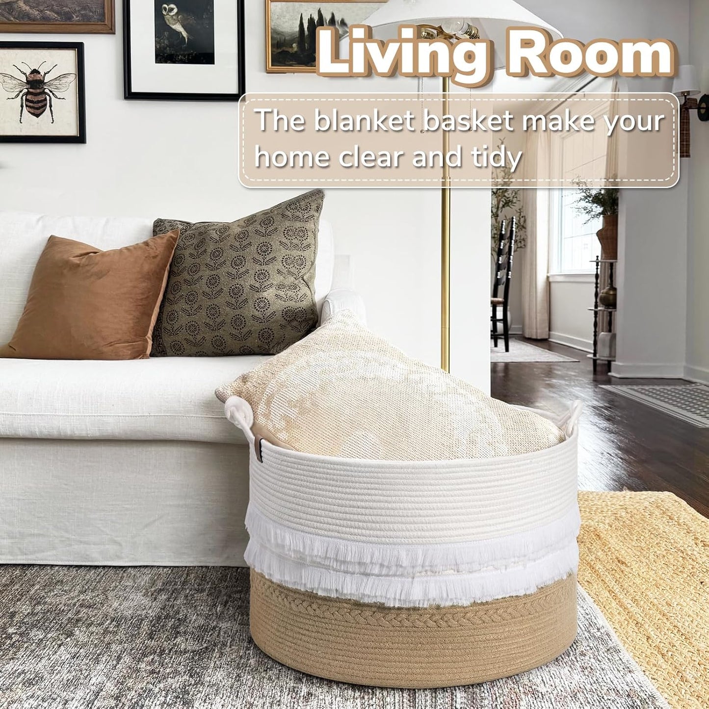 Cesta mimbre para lavandería dormitorio 22x14pulg 83l