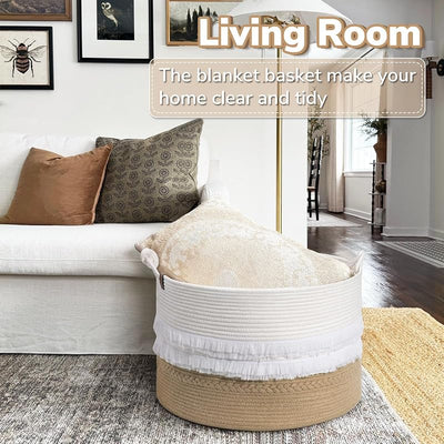 Cesta mimbre para lavandería dormitorio 22x14pulg 83l