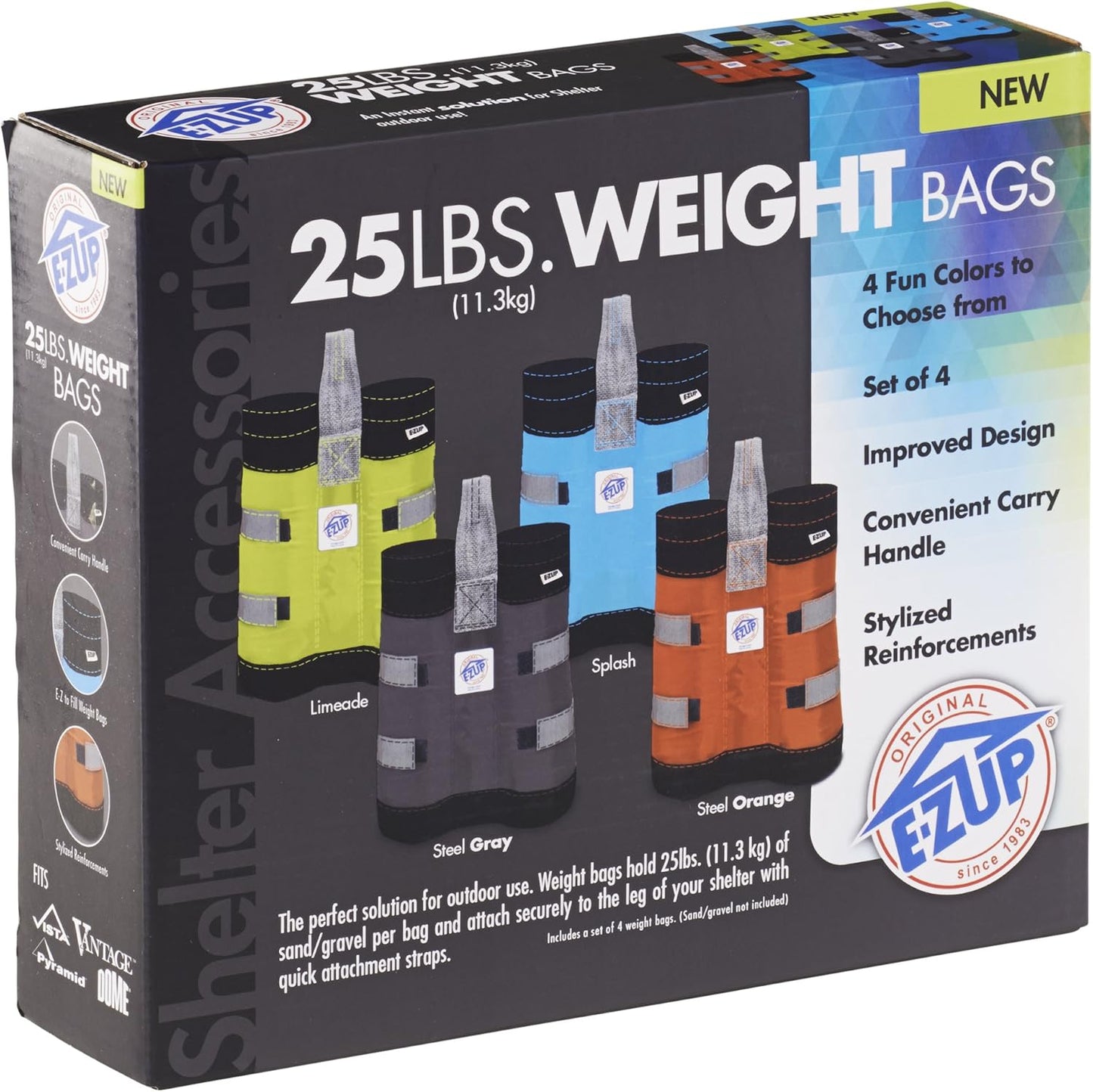 Set 4 Bolsas Peso Rellenables 25lb Gris Acero