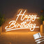 Letrero Neón Feliz Cumpleaños Blanco Cálido USB Baterías