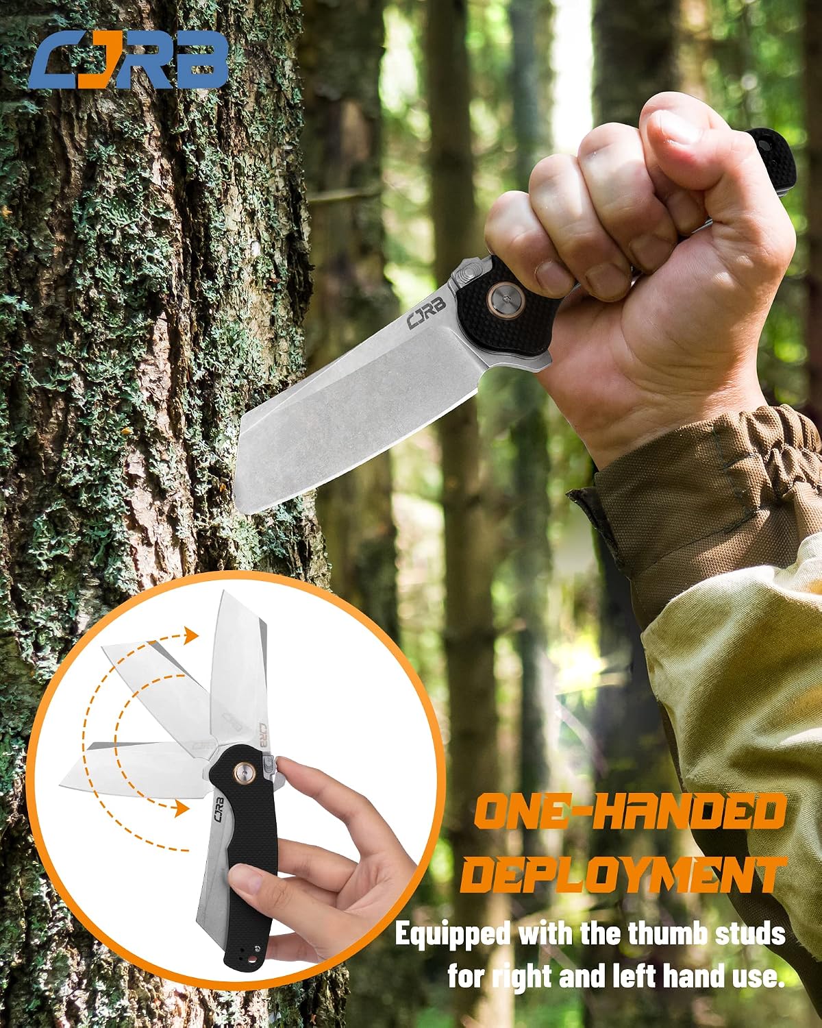 Cuchillo táctico plegable acero Stonewash G10 negro