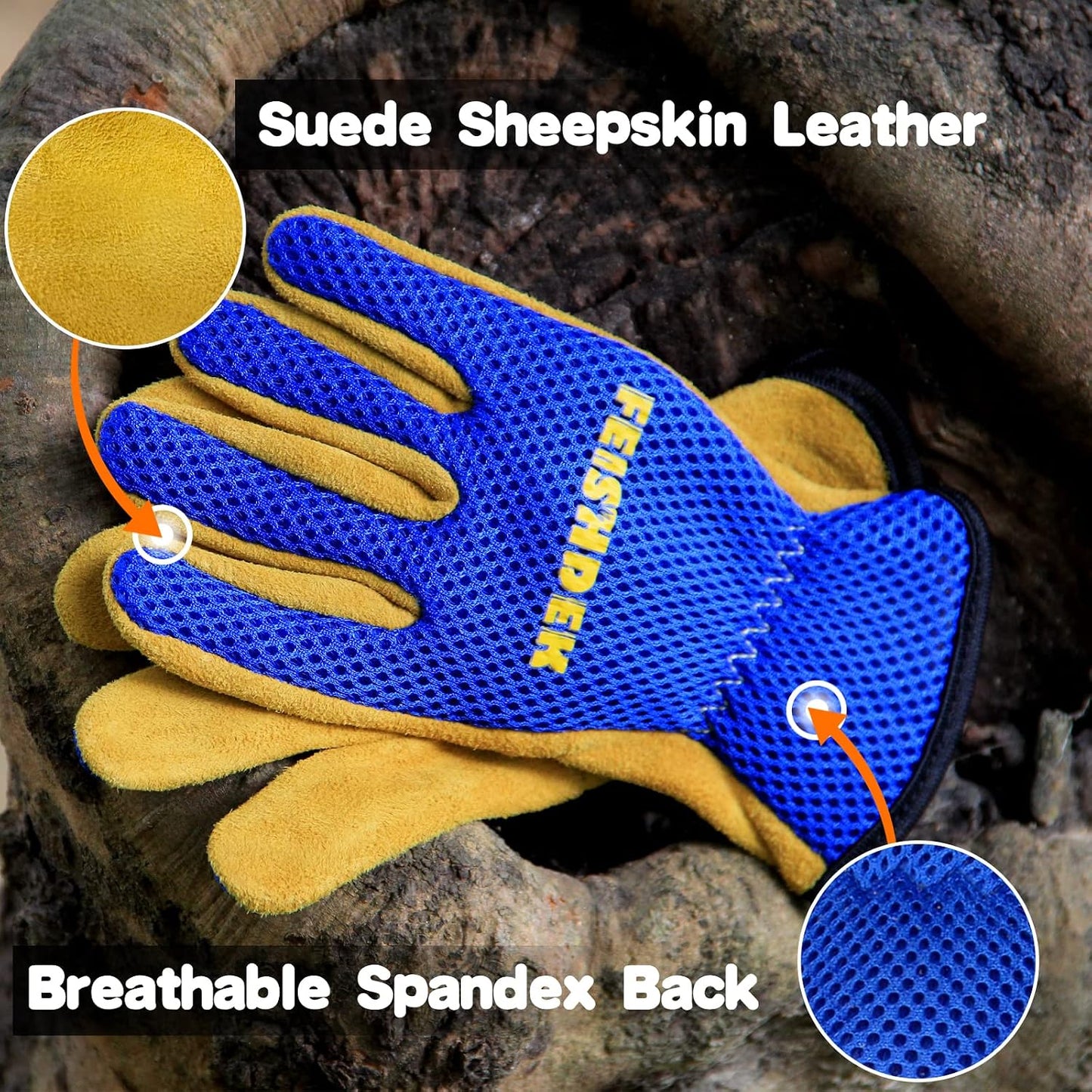 Guantes jardinería cuero niños transpirables 2-12 años