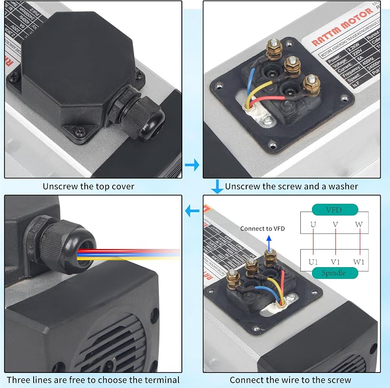 Kit motor husillo CNC 2.2kw 220v inversor VFD aire
