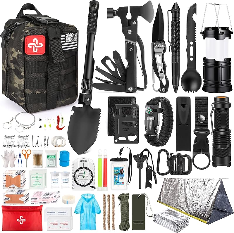 Kit supervivencia 250 pzas con bolsa molle y tienda