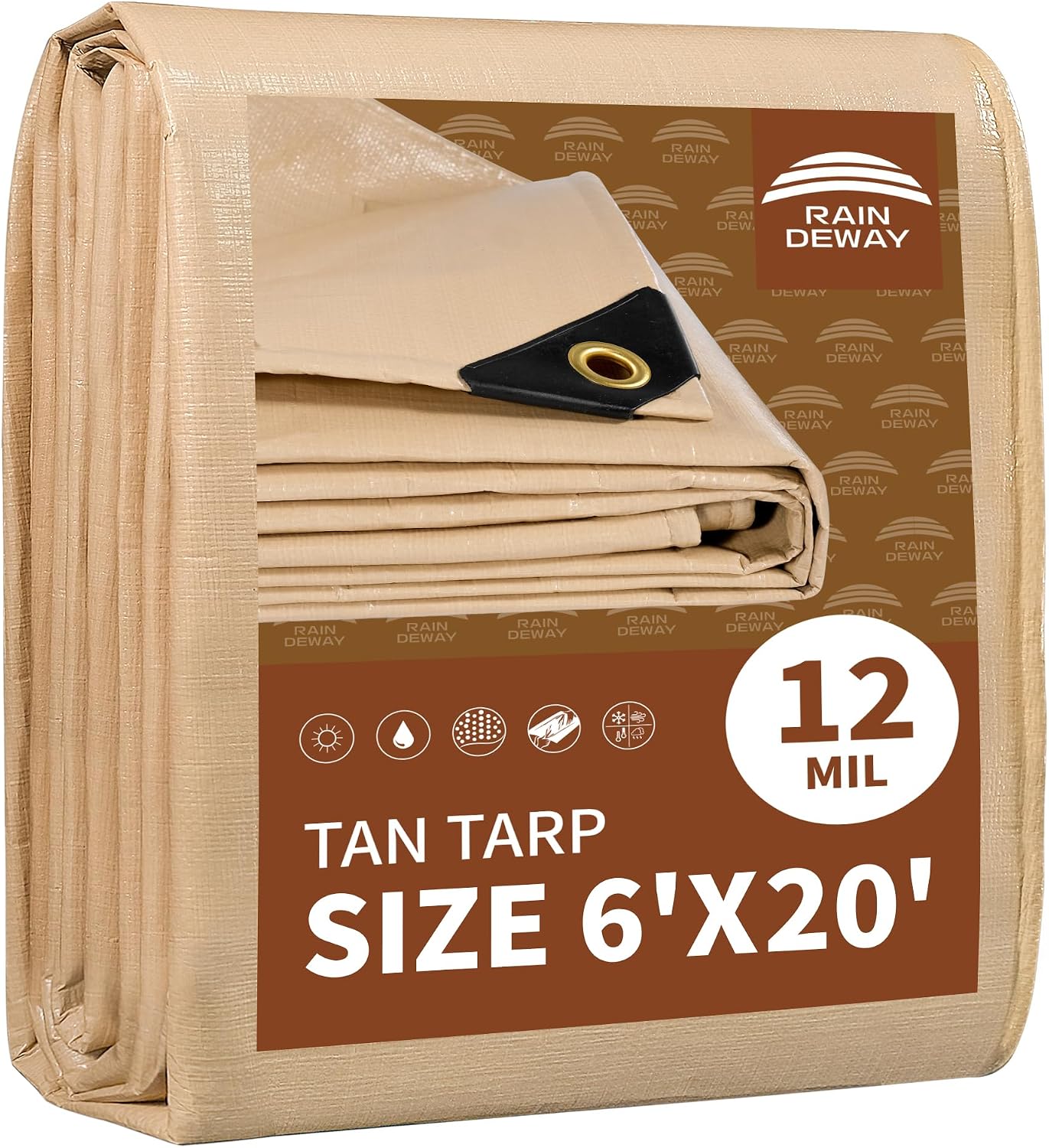 Lona 6x20ft 12mil impermeable color canela resistente UV