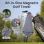 Toalla golf magnética 18x18" con bolsillo gris