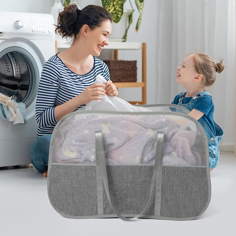 Cesta plegable para ropa sucia 95L con correa hombro duradera