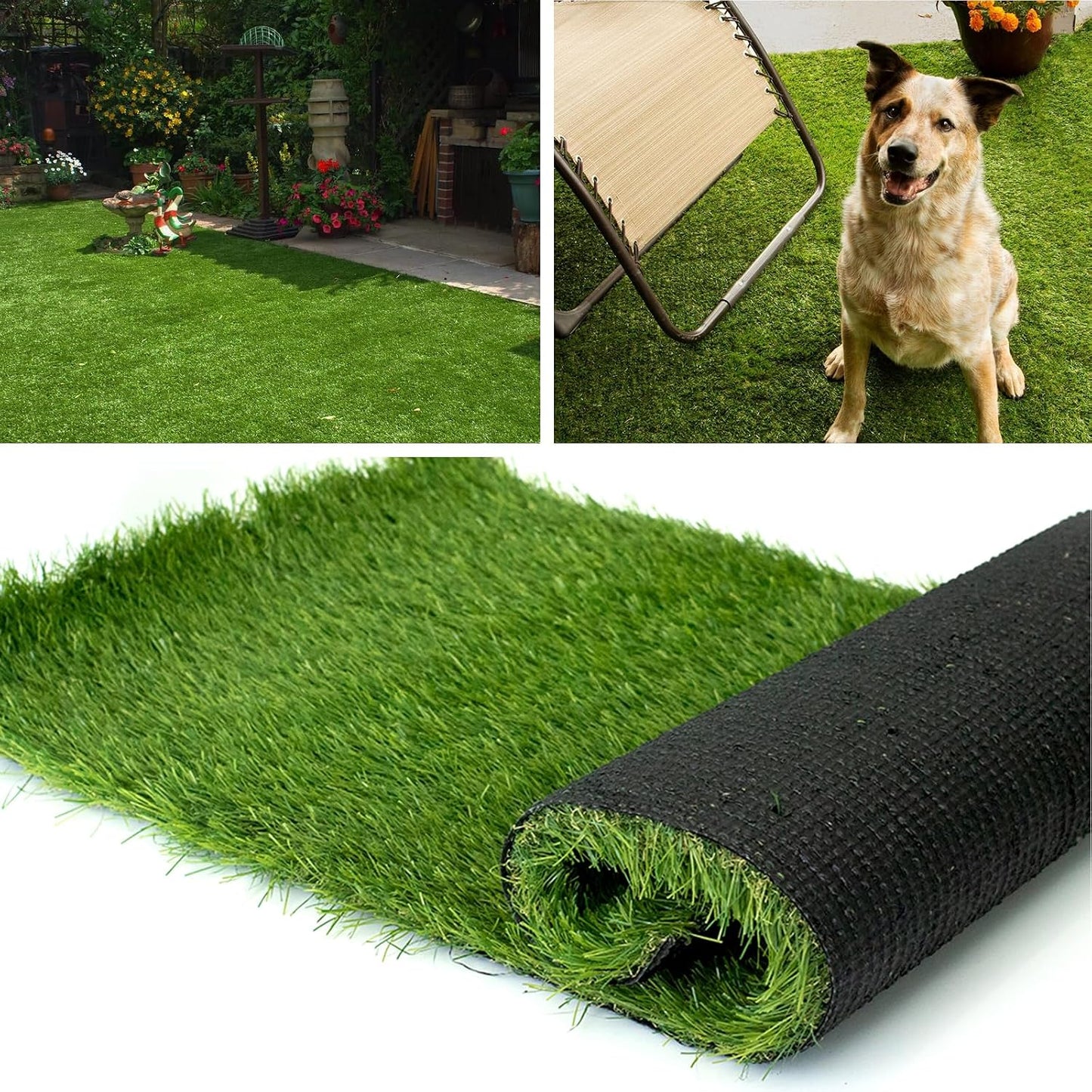 Alfombra césped artificial 4x6ft para mascotas con drenaje