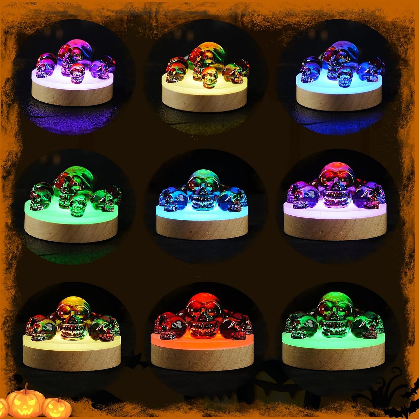 Luz Nocturna Calavera LedRgb 7 Colores Caja Regalo