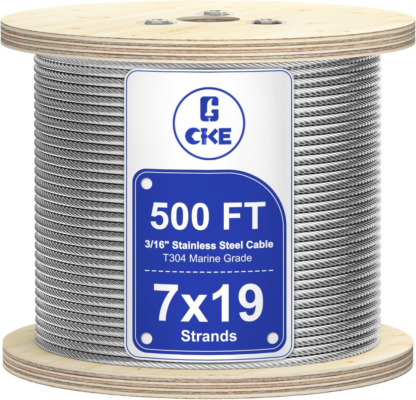 Cable acero inox 500ft 3/16 pulg 7x19 hebras