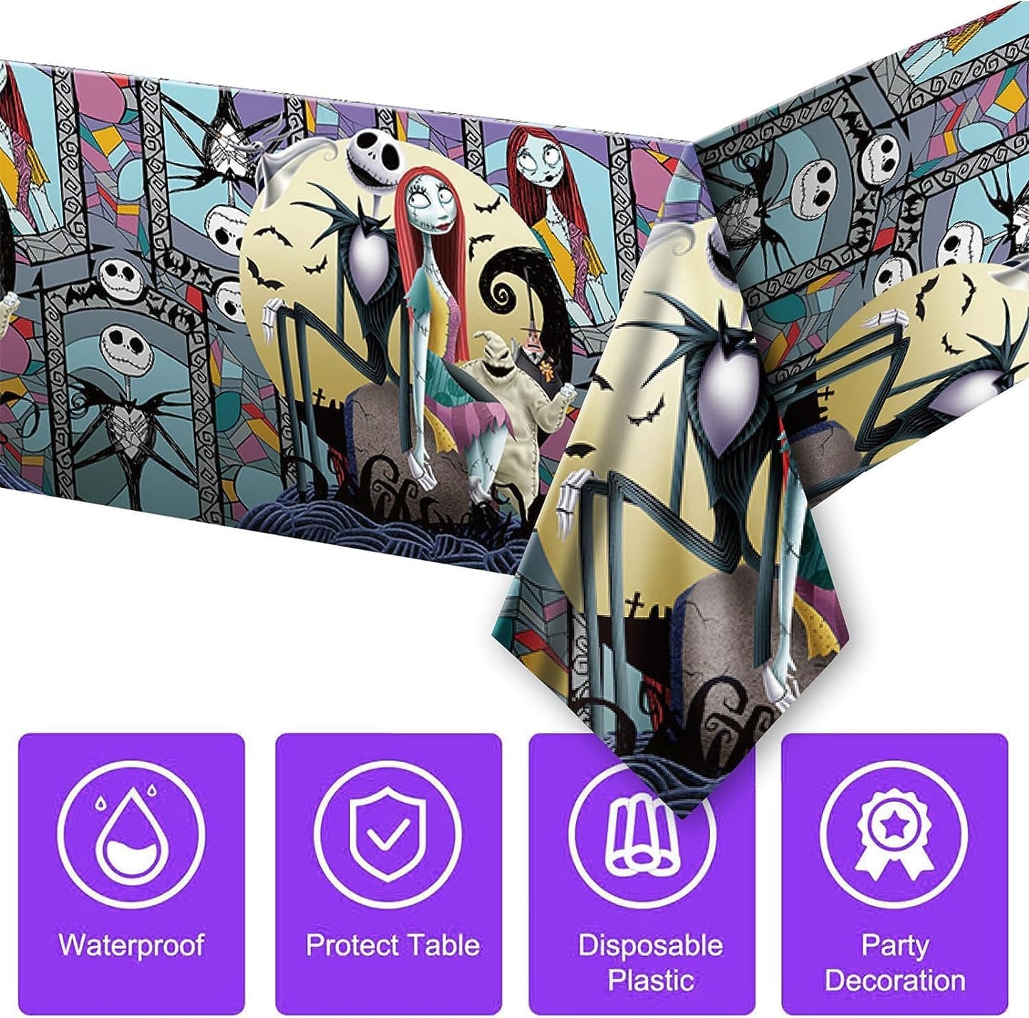 Mantel Halloween 43x79pulg para fiesta de antes de navidad
