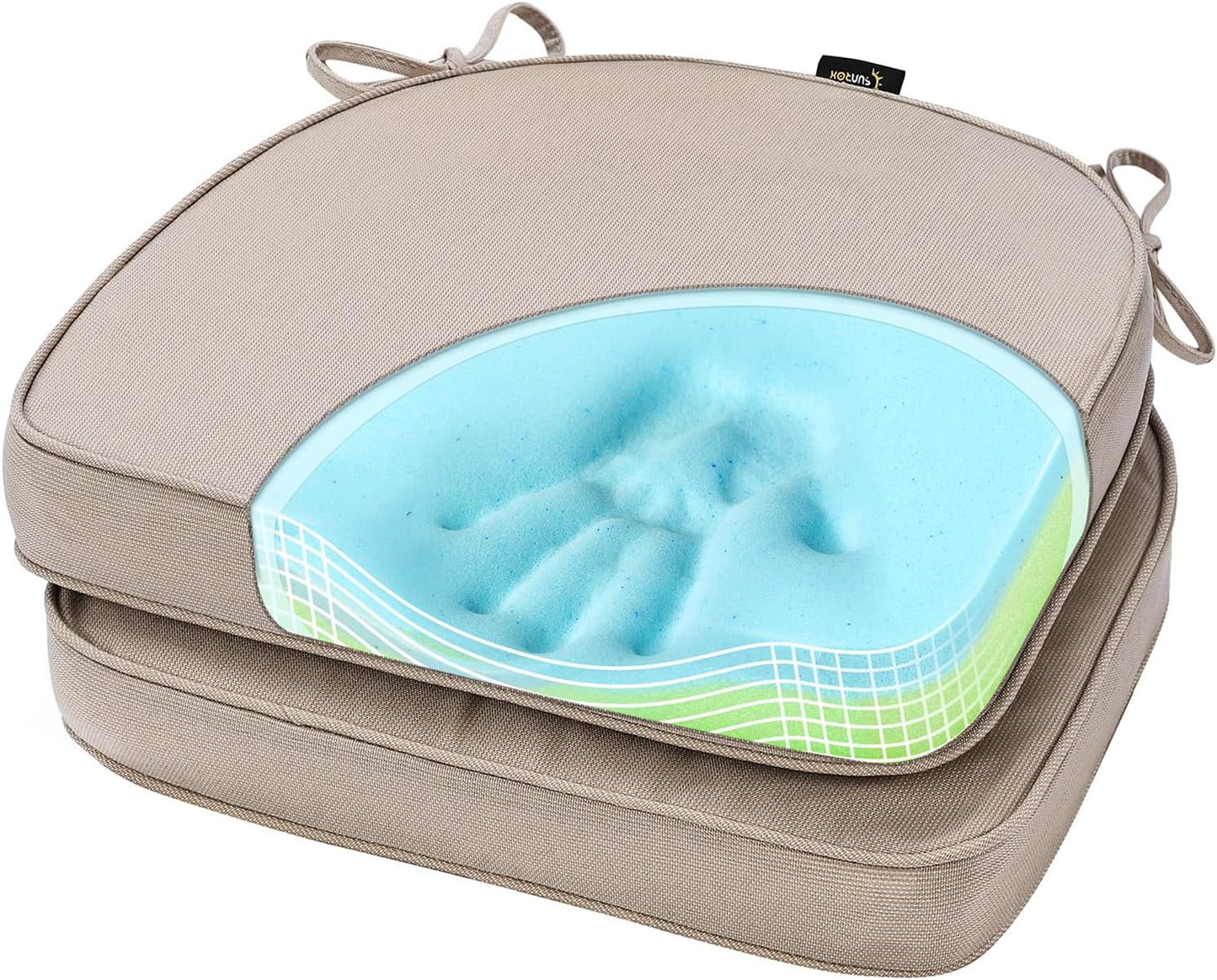 Cojines espuma viscoelástica gel 17x16" set 2 abedul