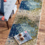 Alfombra abstracta moderna 2.7x10ft azul/beige