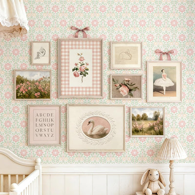 Papel tapiz floral autoadhesivo 17x78pulg dormitorio baño