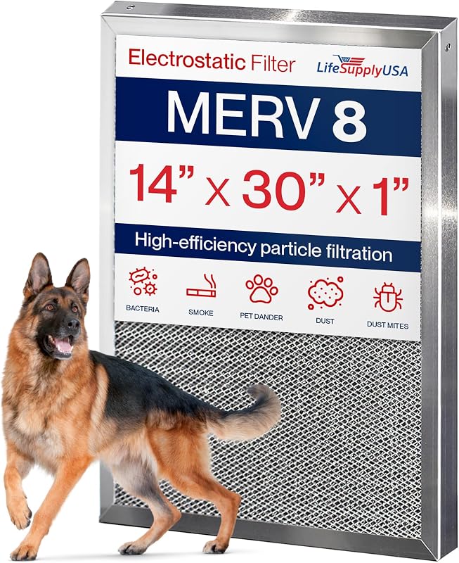 Filtro aire electrostático MERV 8 14x30x1 lavable reutiliz.