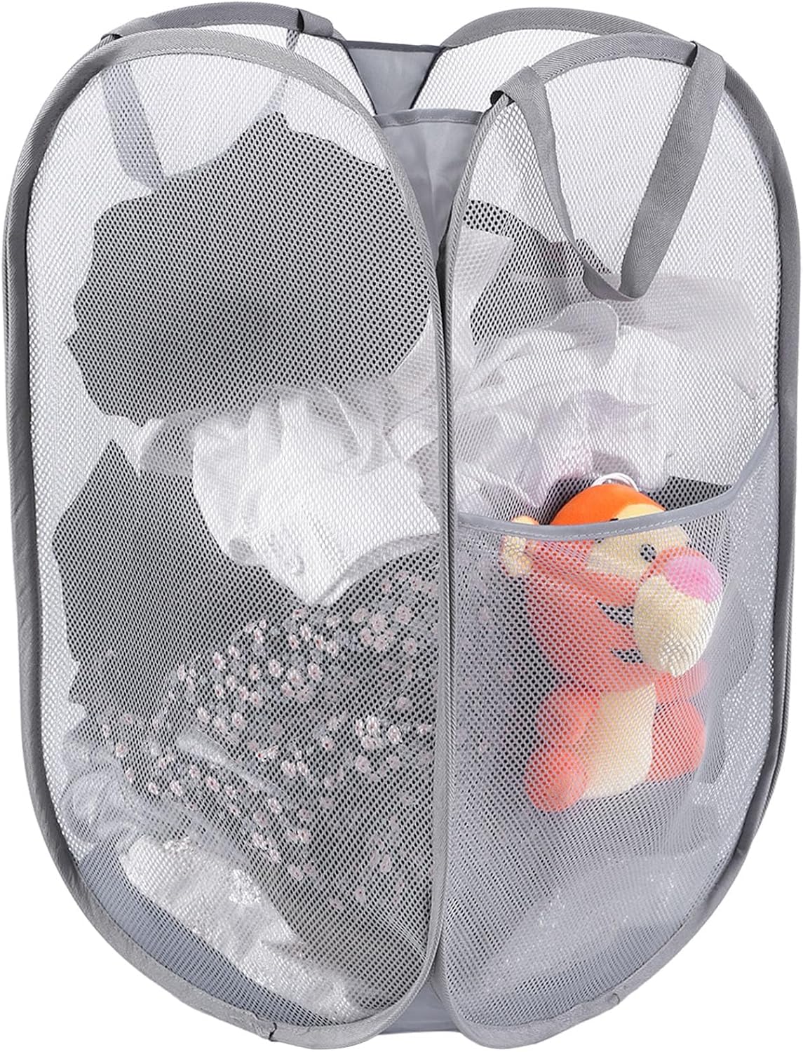 Cesta lavandería desplegable 72L con bolsillo y mango