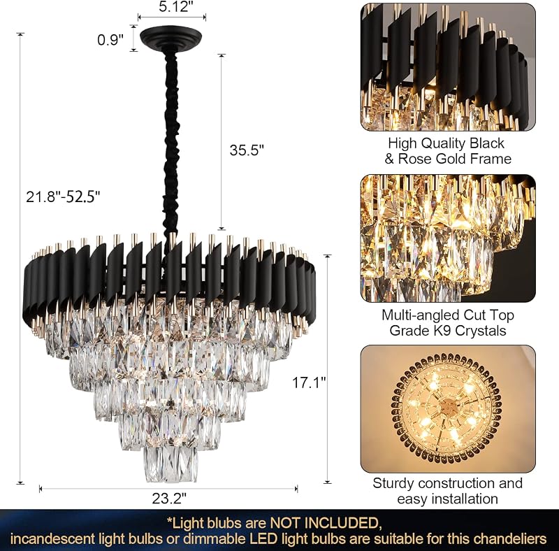 Candelabro de cristal K9 24pulg sala comedor