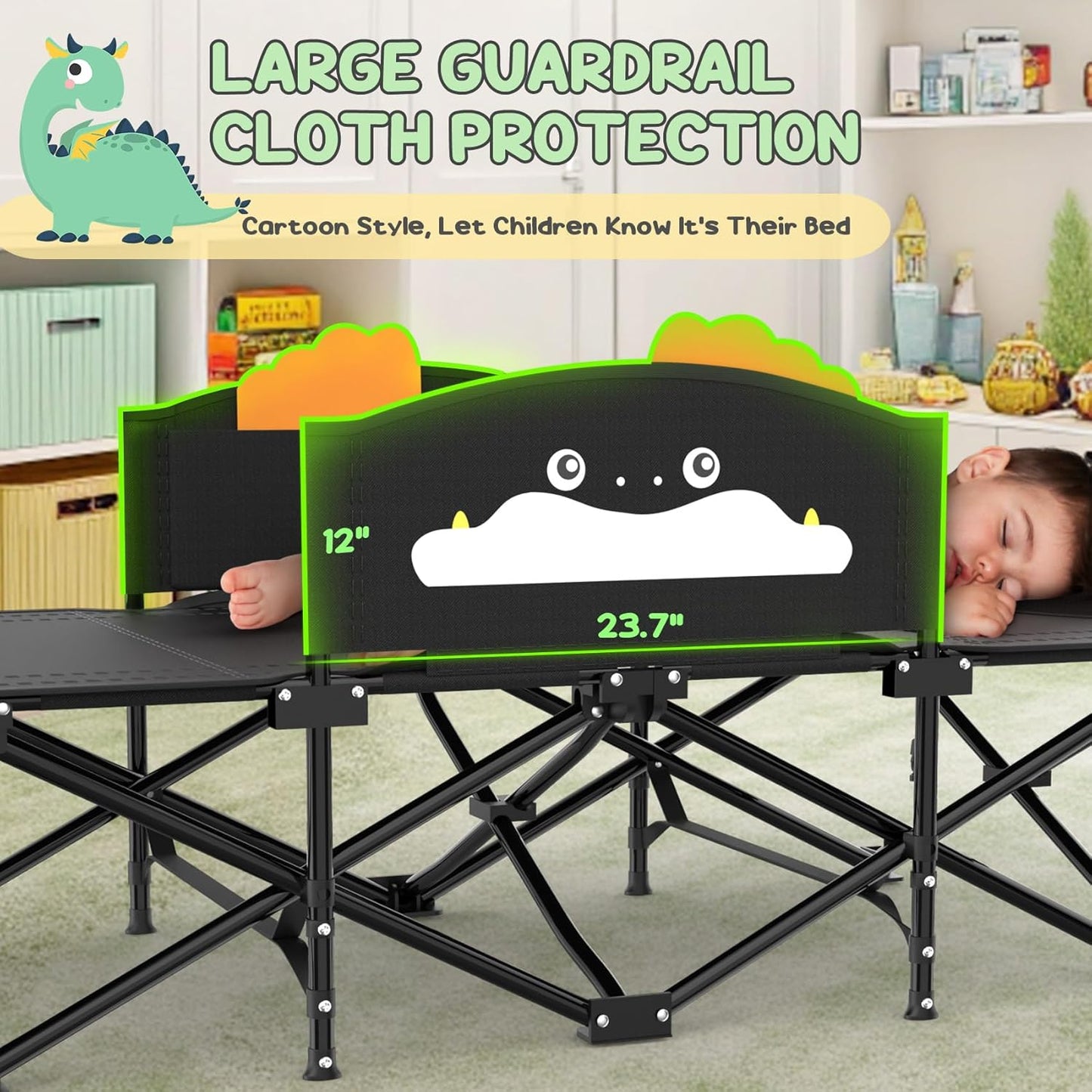 Cuna plegable para niños 5x4pies con manta y barandilla