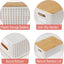 6 Cestas Plástico Tapa Bambú Blanco Crema Almacenamiento