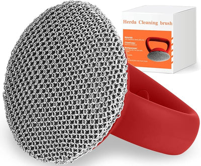 Limpiador hierro fundido mango resistente estropajo cadena 3mm