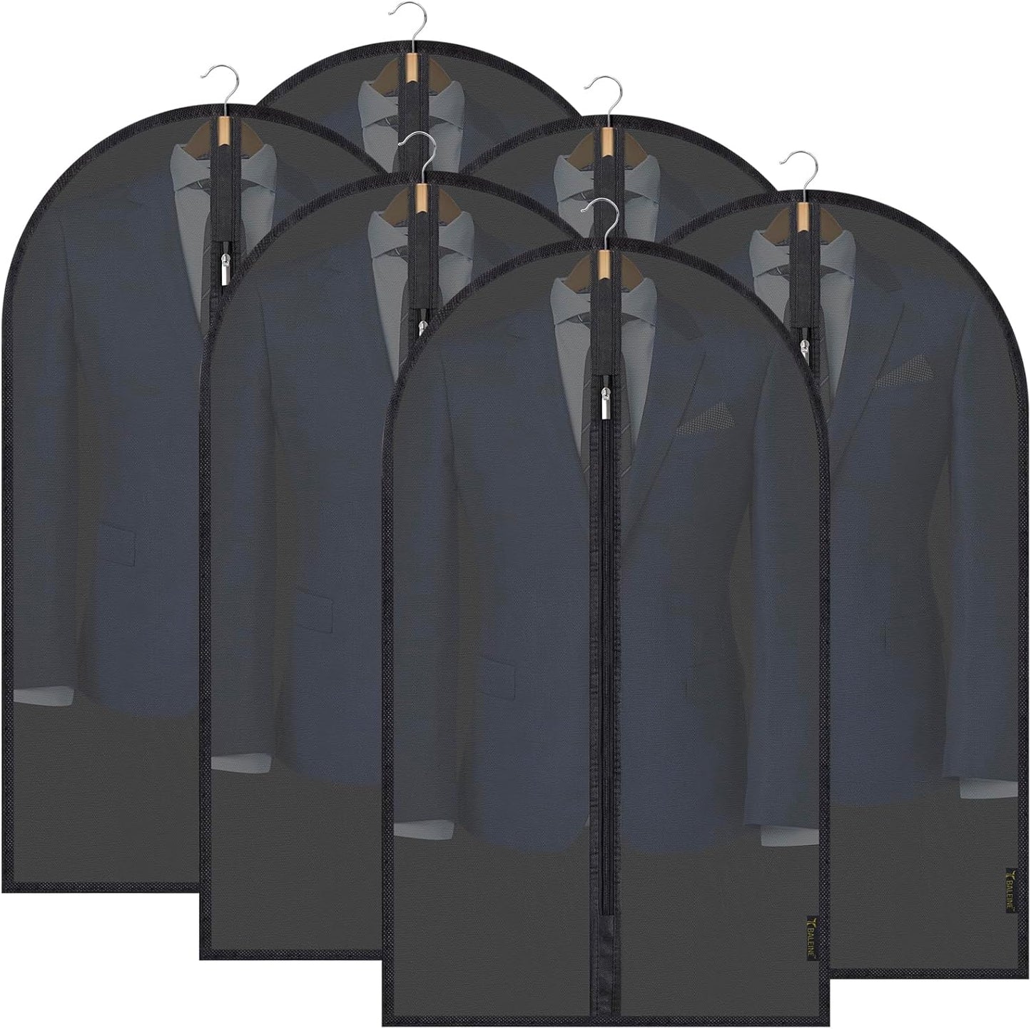 6 Pzas Bolsas PEVA Translúcidas 40" Almacenamiento Negro